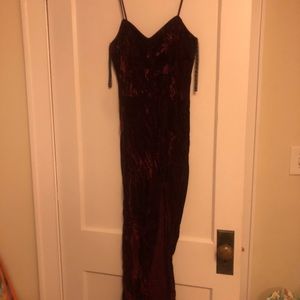 Burgundy velvet like material dress